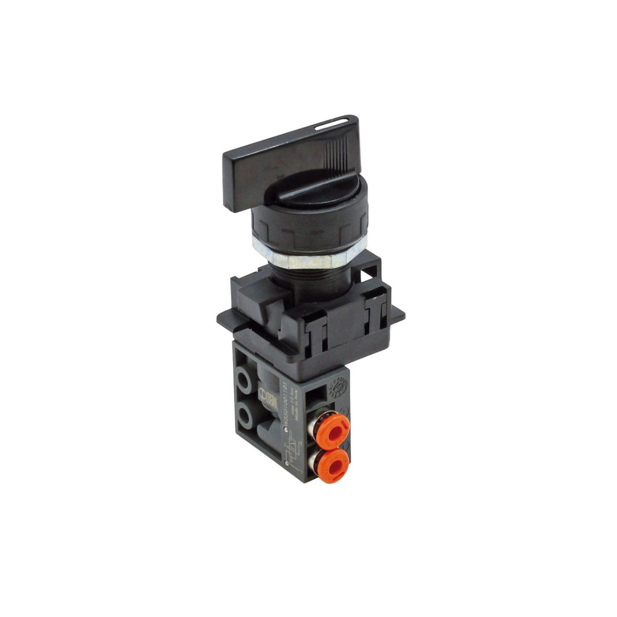 3/2-Miniventil, manuell, Drehhebel, NC, bistabil, 4 mm seitlich
