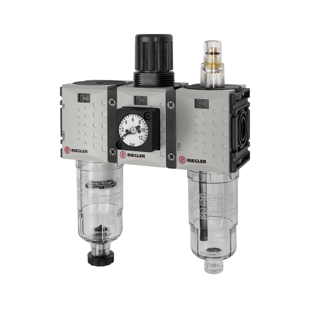 WE 3-teiling »FUTURA-mini«, Polycarbonatbehälter, KompaktManometer, G 1/4, 0, 5-8, HA